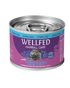 Wellfed Sterilised-Hairball Γαλοπούλα & Πάπια σε Πατέ 200gr