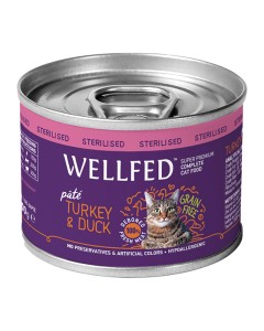 Wellfed Sterilised Γαλοπούλα & Πάπια σε Πατέ 200gr