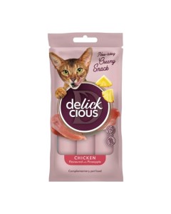 Delickcious Cat Cream Snack Κοτόπουλο & Ανανάς 4x15gr