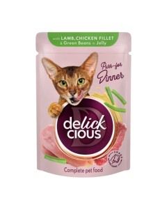 Delickcious Cat Αρνί & Φασόλια 85gr