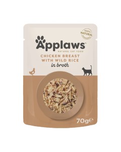 Applaws Cat Στήθος Κοτόπουλο με Άγριο Ρύζι σε Ζωμό Φακελάκι 70gr