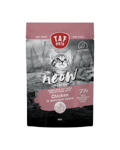 Taf Pets Neow Kitten Chicken 80gr Κομματάκια Κοτόπουλο σε Σάλτσα
