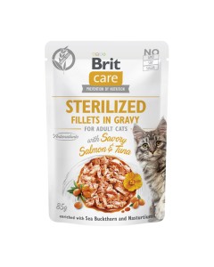 Brit Care Cat Sterilised Fillets in Gravy Salmon & Tuna 85gr