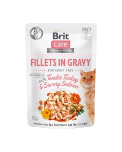 Brit Care Cat Fillets in Gravy Turkey & Salmon 85gr