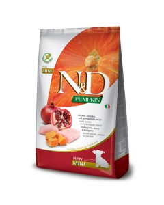N&D Pumpkin Dog Puppy Mini Με Κοτόπουλο, Κολοκύθα & Ρόδι 800gr