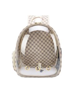 Pet Τσάντα Μεταφοράς Μπεζ Καρό 42x32x28cm