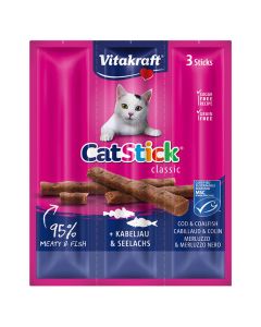 Vitakraft Cat Stick Mini με Μπακαλιάρο & Τόνο 18gr 3τμχ