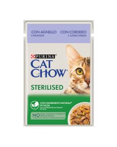 Cat Chow Sterilised με Αρνί & Πράσινα Φασολάκια σε Σάλτσα 85gr