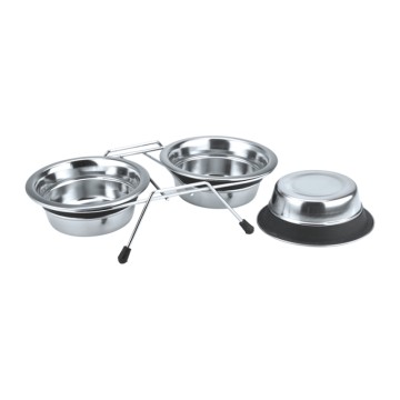 Pet Bowl Ανοξείδωτη Βάση με Μπολ 2x840ml
