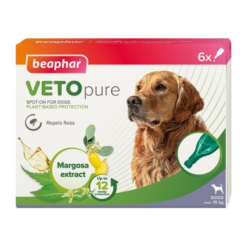 Beaphar VetoPure Spot On Dog 15kg+ Αμπούλες 6τμχ Αντιπαρασιτικές