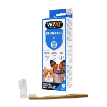 VetIQ Denti-Care Kit Οδοντόβουρτσα, Οδοντόκρεμα 70gr & Βουρτσάκι Δακτύλου