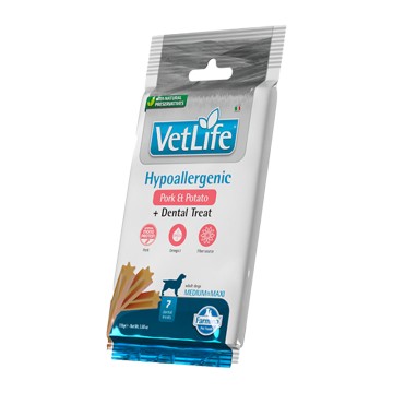 Vet Life Treats Hypoallergenic Pork & Potato Adult Med/Maxi 110gr