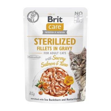 Brit Care Cat Sterilised Fillets in Gravy Salmon & Tuna 85gr