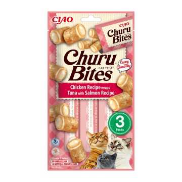 Inaba Churu Bites Λιχουδιές Γάτας με Κοτόπουλο, Τόνο & Σολομό 30gr