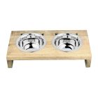 Pet Βάση Ξύλινη με Διπλό Μπολ 240ml