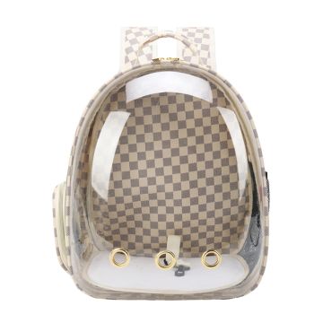 Pet Τσάντα Μεταφοράς Μπεζ Καρό 42x32x28cm