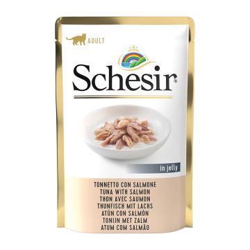 Schesir Cat Pouch Τόνος & Σολομός σε Ζελέ 85gr