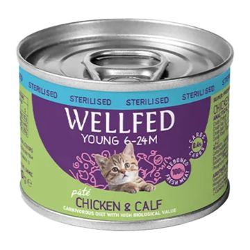 Wellfed Young Sterilised Κοτόπουλο & Μοσχάρι σε Πατέ 200gr
