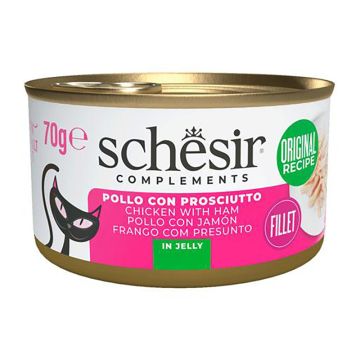 Schesir Cat Φιλετάκια Κοτόπουλου & Ζαμπόν σε Ζελέ 70gr