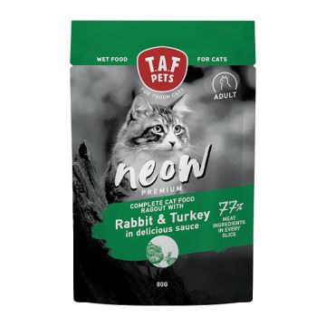 Taf Pets Neow Adult Ragout Rabbit & Turkey 80gr Κομματάκια Κουνέλι & Γαλοπούλα σε Σάλτσα