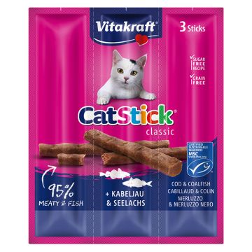 Vitakraft Cat Stick Mini με Μπακαλιάρο & Τόνο 18gr 3τμχ