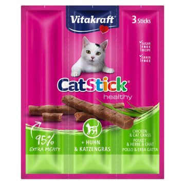 Vitakraft Cat Stick Mini με Κοτόπουλο & Γρασίδι 18gr 3τμχ