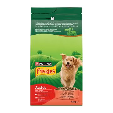 Friskies Dog Active Adult με Βοδινό 4kg