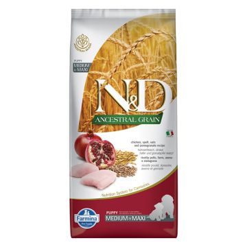 N&D Ancestral Dog Puppy Medium-Maxi με Κοτόπουλο & Ρόδι 12kg