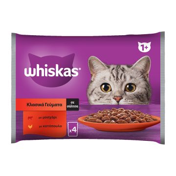 Whiskas Multipack με Επιλεγμένο Κρέας σε Ζελέ 4x85gr