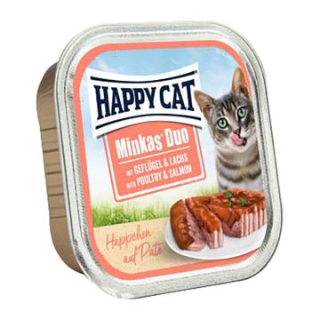 Happy Cat Duo Πατέ Πουλερικά & Σολομός 100gr