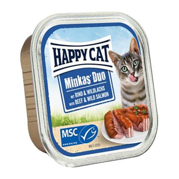 Happy Cat Duo Πατέ Βοδινό & Σολομός 100gr