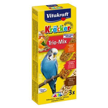 Vitakraft Kracker Trio Mix Μέλι, Πορτοκάλι & Popcorn για Παπαγαλάκια 3τμχ