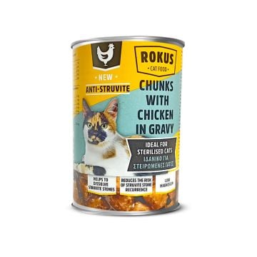 Rokus Γάτας Sterilised με Κοτόπουλο 415gr